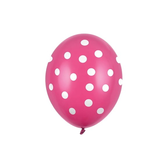 Set 10 Baloane din Latex, Model Party cu Buline si Simple, 30 cm, Fucsia, 2.8 g [2]