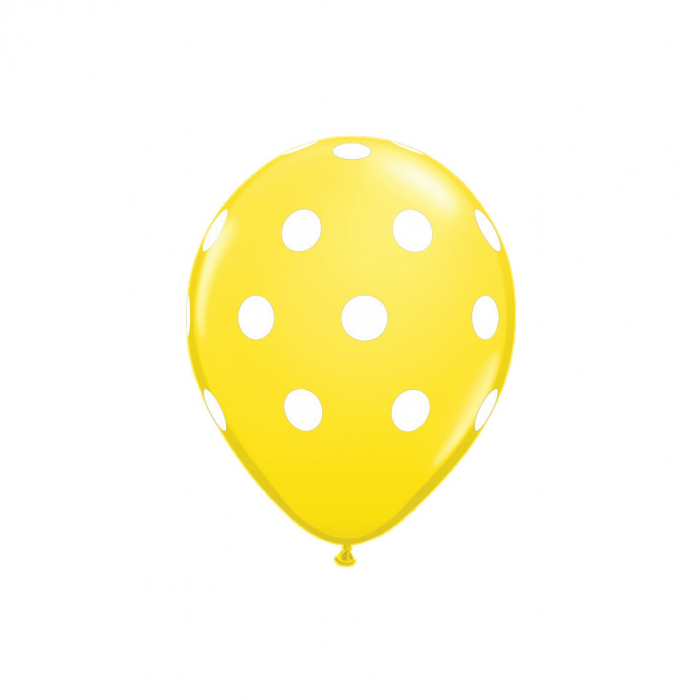 Set 10 Baloane din Latex,  Model Party cu Buline si Simple, 30 cm, Galben, 2.8 g [3]