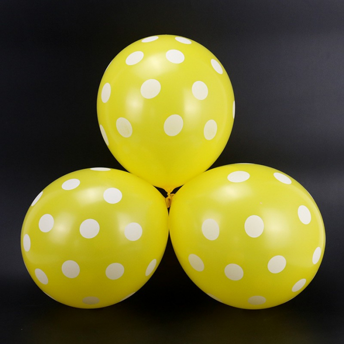Set 10 Baloane din Latex,  Model Party cu Buline si Simple, 30 cm, Galben, 2.8 g [2]