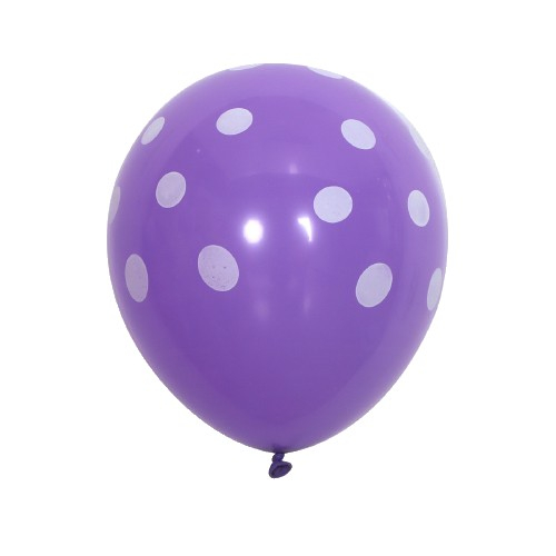 Set 10 Baloane din Latex,  Model Party cu Buline si Simple, 30 cm, Mov, 2.8 g [4]