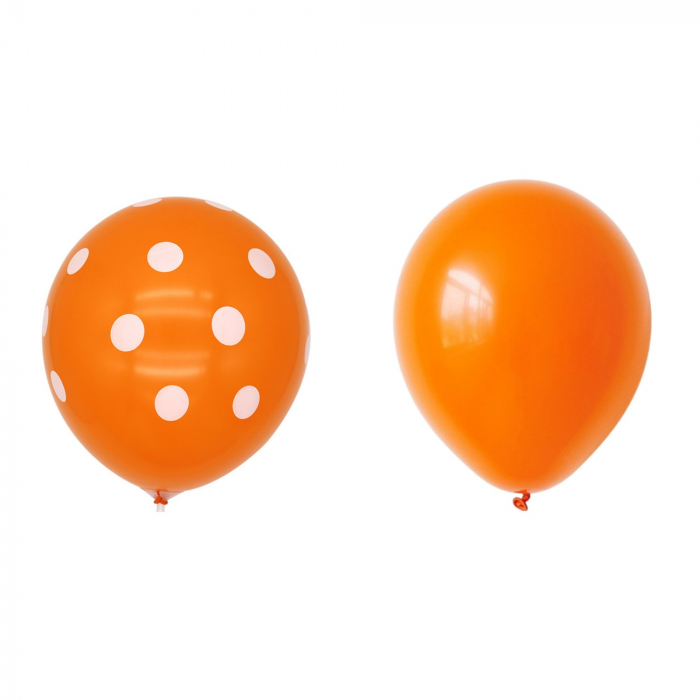 Set 10 Baloane din Latex, Model Party cu Buline si Simple, 30 cm, Portocaliu, 2.8 g [3]