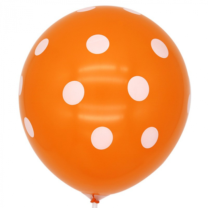 Set 10 Baloane din Latex, Model Party cu Buline si Simple, 30 cm, Portocaliu, 2.8 g [4]