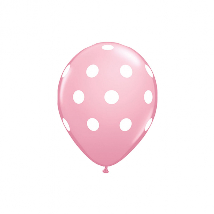 Set 10 Baloane din Latex,  Model Party cu Buline si Simple, 30 cm, Roz, 2.8 g [2]