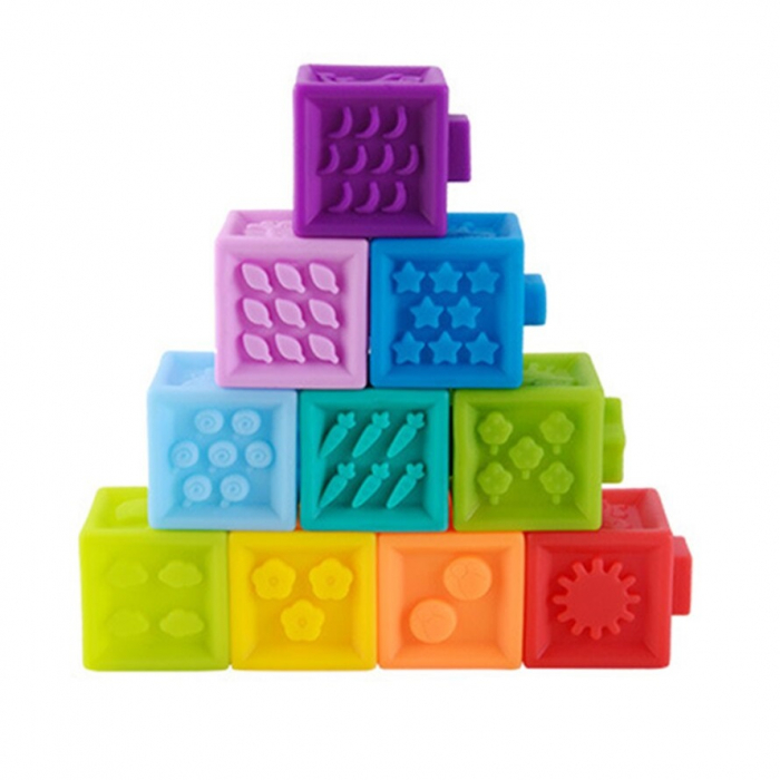 Set 10 cuburi moi de construit pentru bebelusi Soft Blocks, multicolor [1]