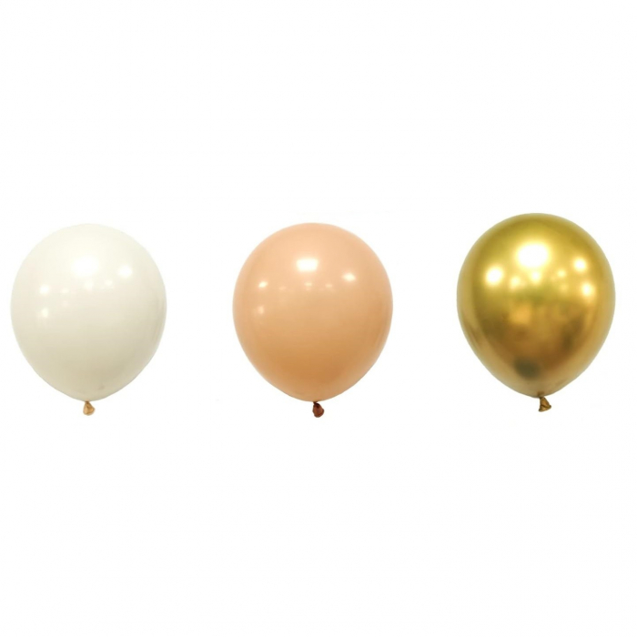 Set 16 Baloane din Latex Metalizate,  Model Party, 30 cm, Auriu, Bej Inchis si Deschis, 2.8 g [6]