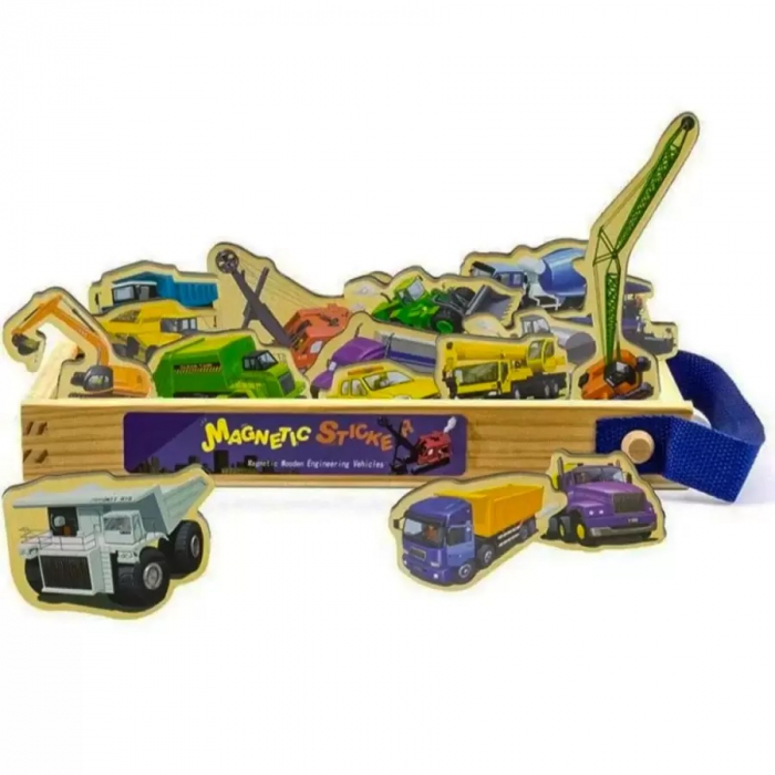 Set 23 Piese Magnetice Vehicule de Constructii Magnetic Stickers, multicolor [2]