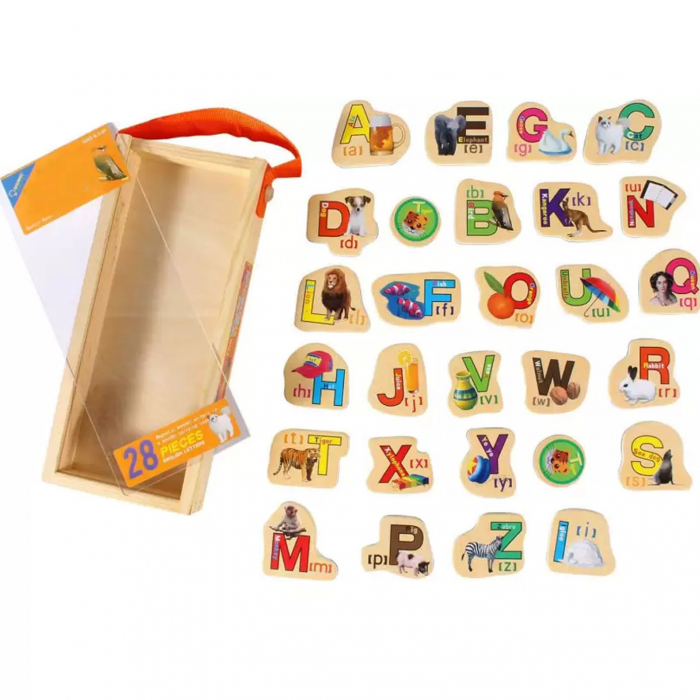 Set 28 piese litere magentice din lemn English Letters, multicolor [6]