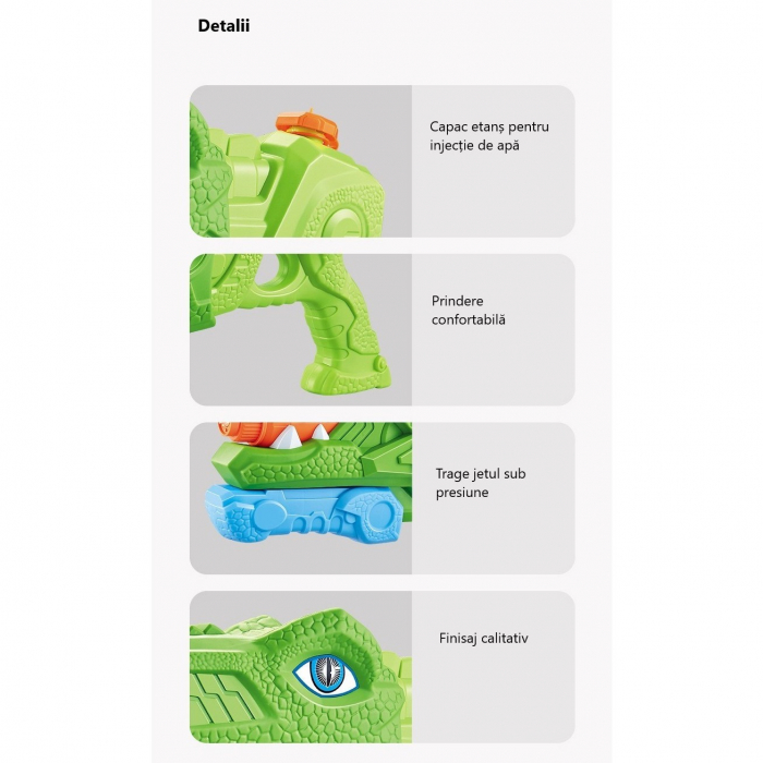 Set 2 x Pistol cu Apa pentru Copii, Tiranozaur, Roz + Verde,660 ML [7]