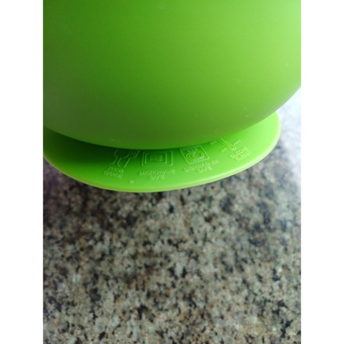 Set 3 Piese Diversificare Bebelusi si Copii, Bol, Lingura si Furculita, Model Broscuta din Silicon si Otel Inoxidabil, Verde [4]