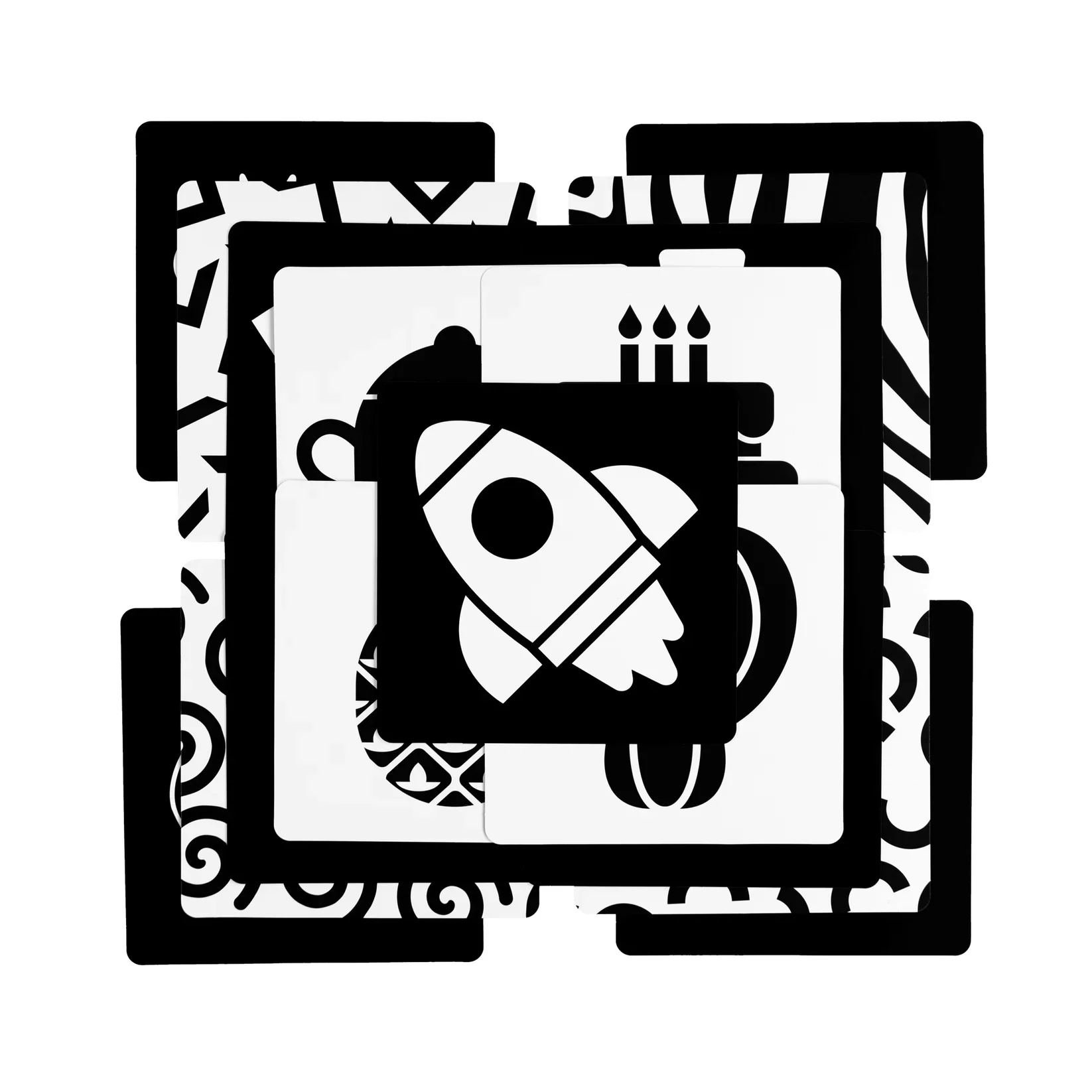 Set 40 imagini stimulare vizuala si cognitiva bebelusi, carduri alb-negru, 1-3 luni [4]