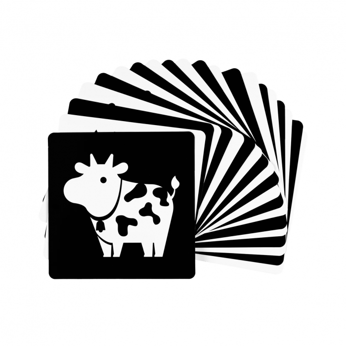 Set 40 imagini stimulare vizuala si cognitiva bebelusi, carduri alb-negru, 1-3 luni [3]