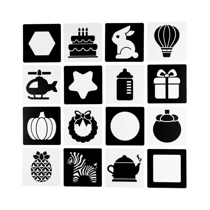 Set 40 imagini stimulare vizuala si cognitiva bebelusi, carduri alb-negru, 1-3 luni [6]