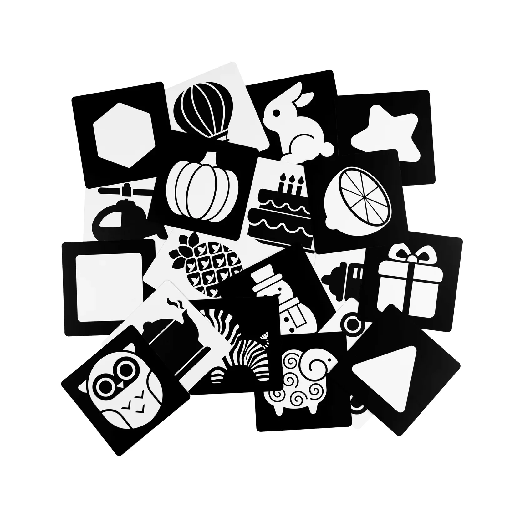 Set 40 imagini stimulare vizuala si cognitiva bebelusi, carduri alb-negru, 1-3 luni [2]