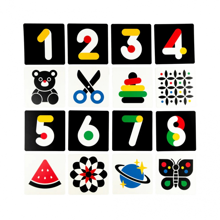 Set 40 imagini stimulare vizuala si cognitiva bebelusi, carduri multicolor, 3-6 luni [7]