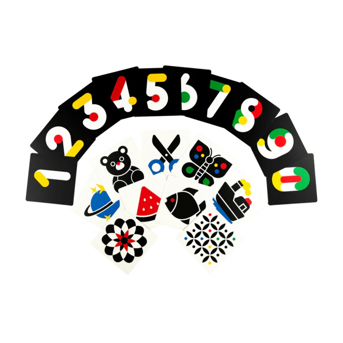 Set 40 imagini stimulare vizuala si cognitiva bebelusi, carduri multicolor, 3-6 luni [3]