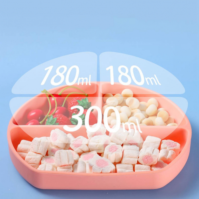 Set 5 piese diversificare bebelusi si copii din silicon, fara alergeni, roz [6]