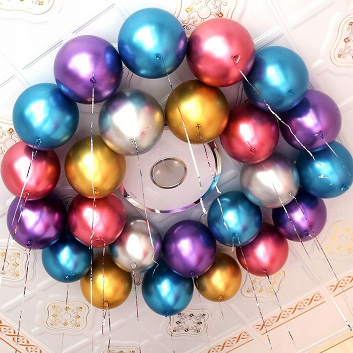 Set 50 Baloane din Latex Chrome,  Model Party, 23 cm, Multicolor, 2.2 g [3]
