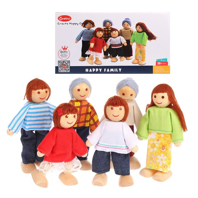 Set 6 papusi din lemn Happy Family, multicolor [7]