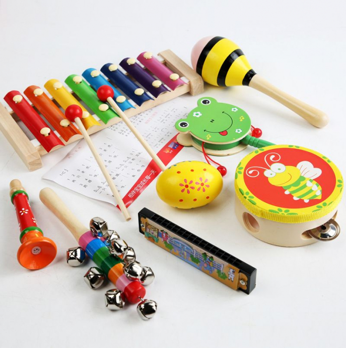 Set 8 Instrumente muzicale educative din lemn, multicolor [6]