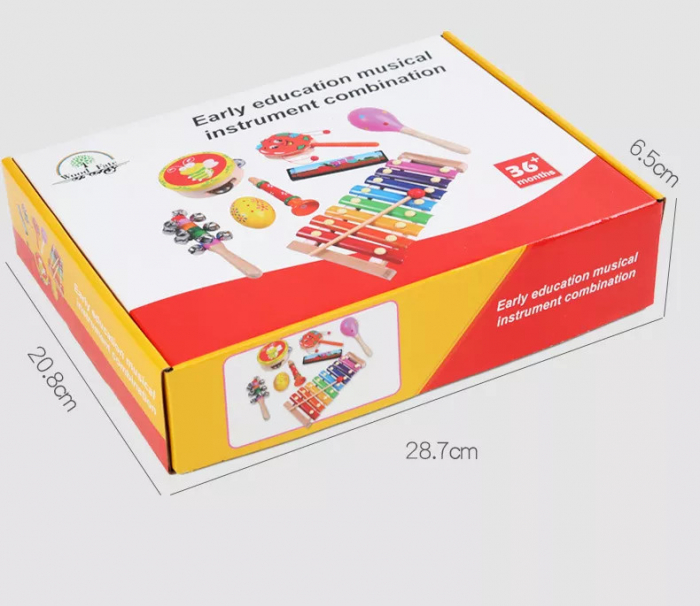 Set 8 Instrumente muzicale educative din lemn, multicolor [7]