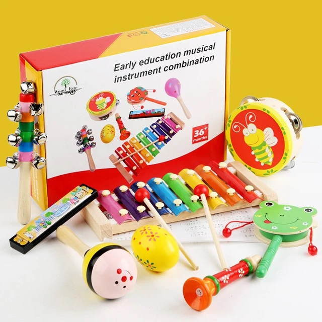 Set 8 Instrumente muzicale educative din lemn, multicolor [2]