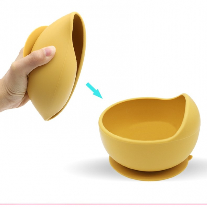 Set 5 piese diversificare bebelusi si copii din silicon , fara alergeni, galben [4]