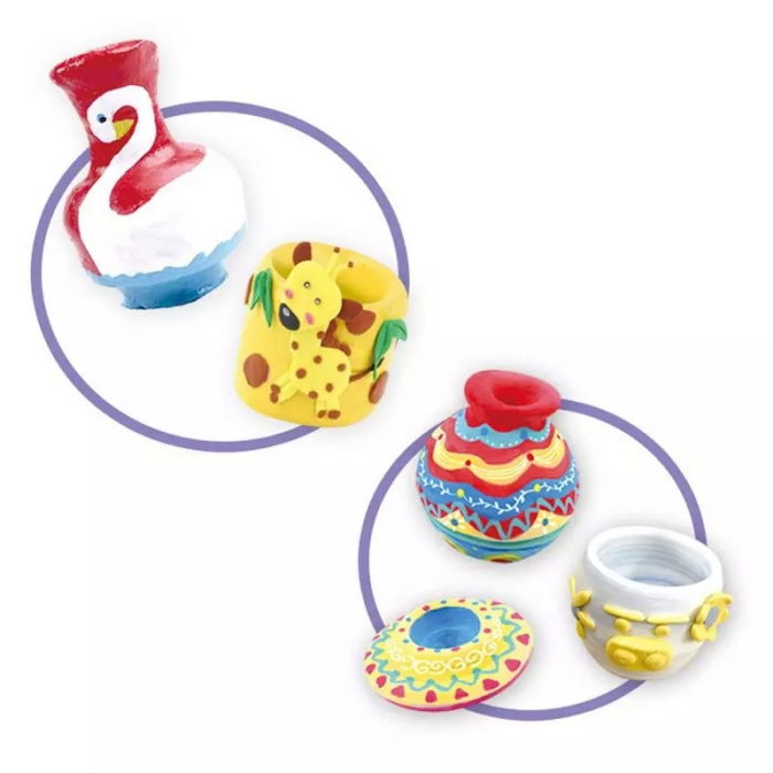 Set Atelier de Olarit si Pictat pentru copii cu Vopsele, Lut si Accesorii, 22 piese, rosu [6]