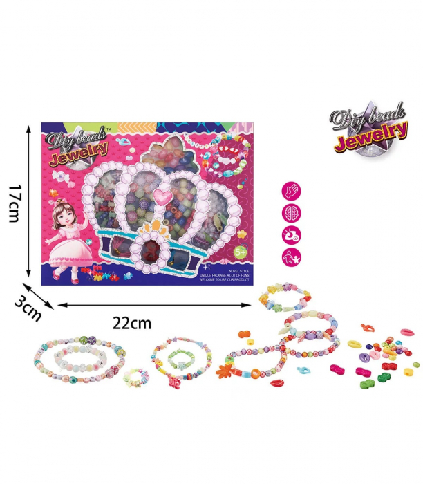 Set creativ  pentru confectionat bratari, margele colorate, multicolor [2]