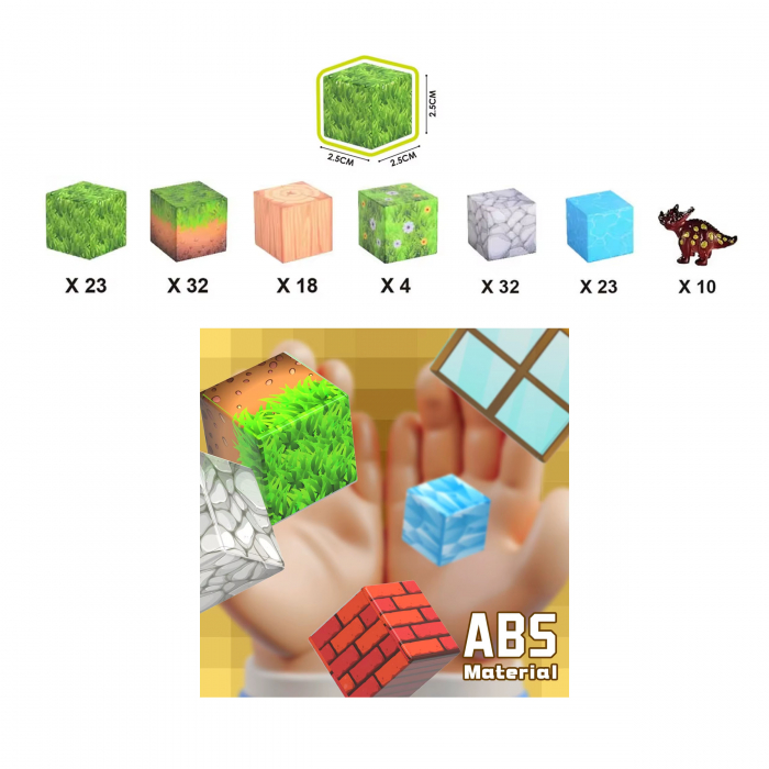 Set cuburi magnetice Creative tip Minecraft, 142 piese, multicolor [2]