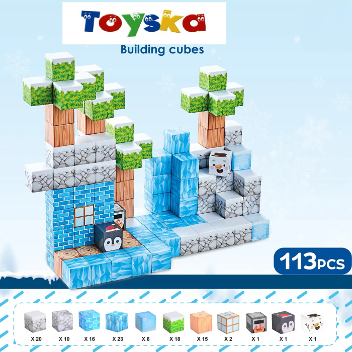 Set cuburi magnetice Creative tip Minecraft Ice, 113 piese, multicolor [2]