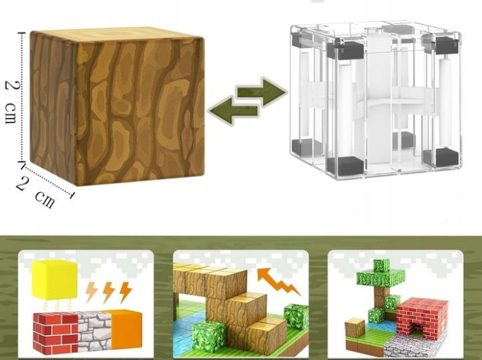 Set cuburi magnetice tip Minecraft Build World, 116 piese, multicolor [3]