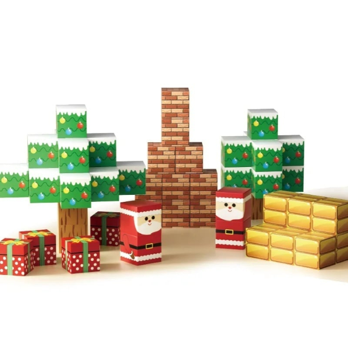 Set cuburi magnetice tip Minecraft Editie de Craciun, 100 piese, multicolor [2]