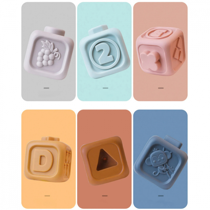 Set Cuburi moi si Turn cu inele Iepuras, multicolor [6]
