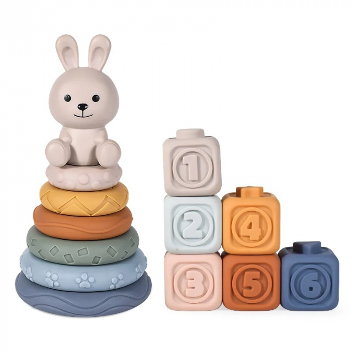 Set Cuburi moi si Turn cu inele Ursulet, multicolor [1]