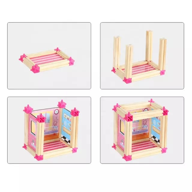 Set de constructie din lemn Micul Arhitect Princess, 298 piese, multicolor [6]