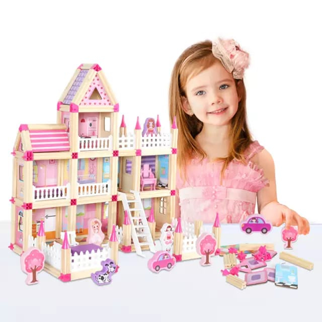Set de constructie din lemn Micul Arhitect Princess, 298 piese, multicolor [4]