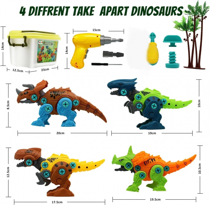 Set asamblare Dinozauri cu masina de gaurit si infiletat electrica, constructie DIY educational STEM [5]