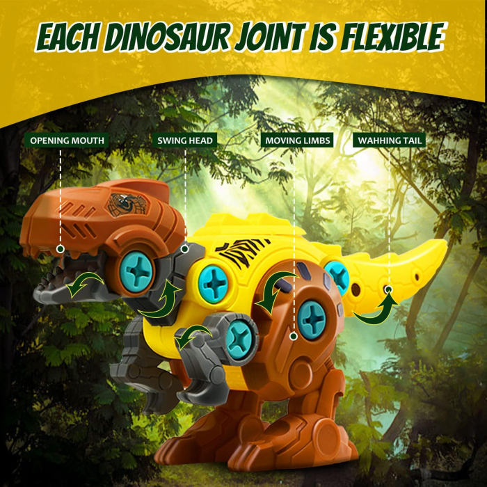 Set asamblare Dinozauri cu masina de gaurit si infiletat electrica, constructie DIY educational STEM [3]