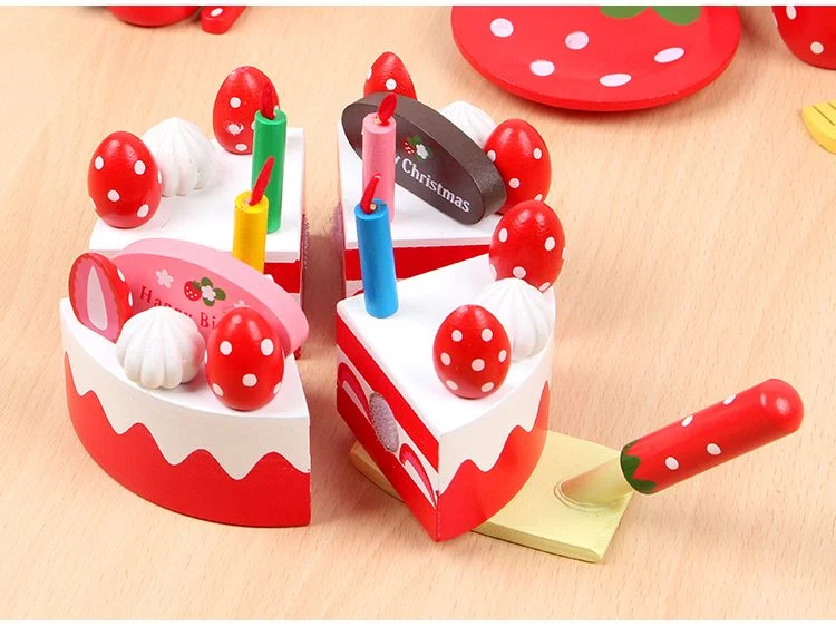 Set de ceai si tort aniversar din lemn in cutie Strawberry Party, multicolor [4]