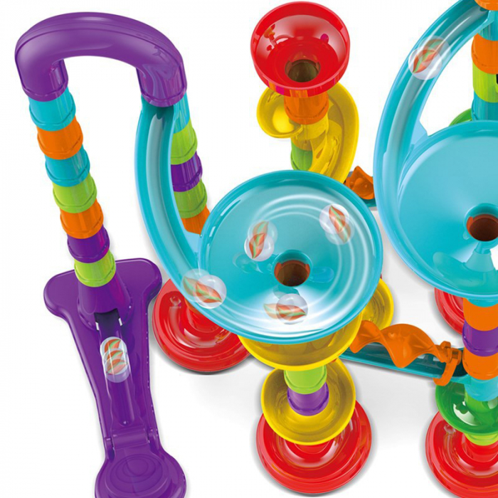 Set de constructie Marble Run cu bile din sticla, 113 piese, multicolor [4]
