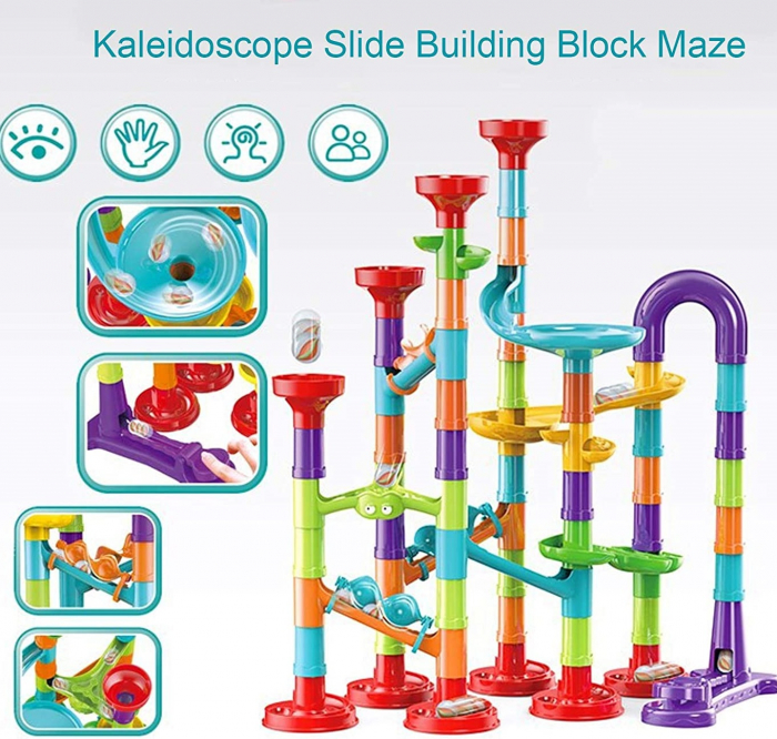 Set de constructie Marble Run cu bile din sticla, 93 piese, multicolor [3]