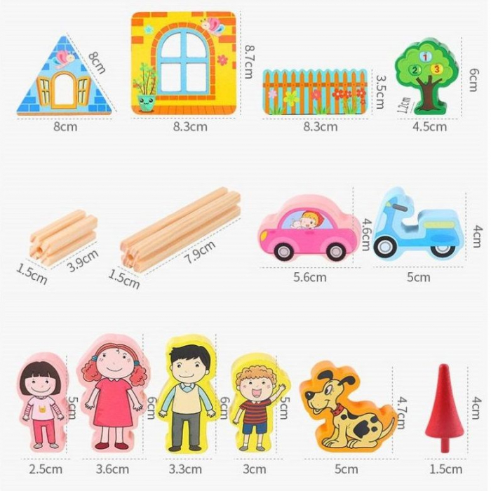 Set de constructie din lemn Micul Arhitect, 128 piese, multicolor [8]