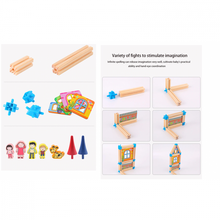 Set de constructie din lemn Micul Arhitect, 268 piese, multicolor [6]