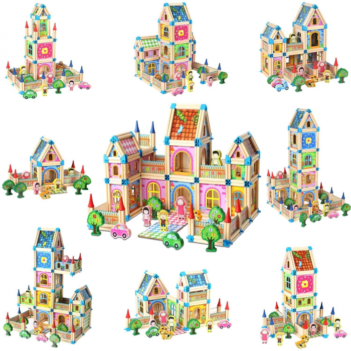 Set de constructie din lemn Micul Arhitect, 268 piese, multicolor [2]