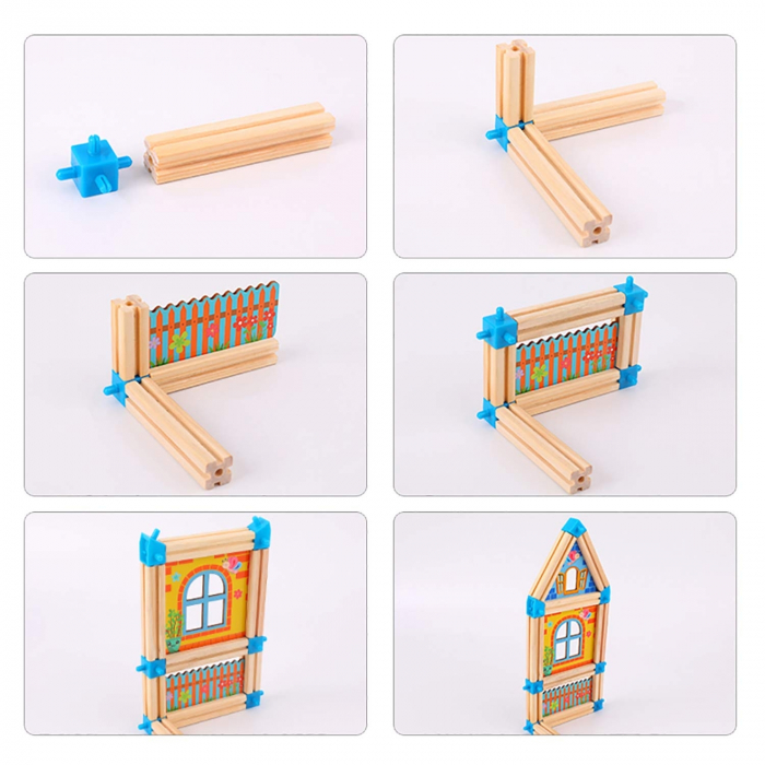 Set de constructie din lemn Micul Arhitect, 268 piese, multicolor [5]