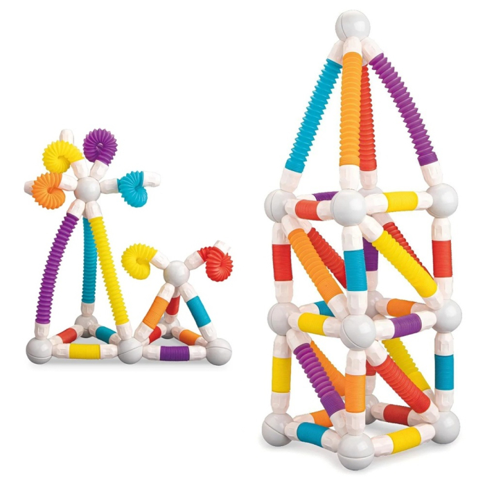 Set de constructie magnetic flexibil cu tuburi si bile, 45 piese, multicolor [1]