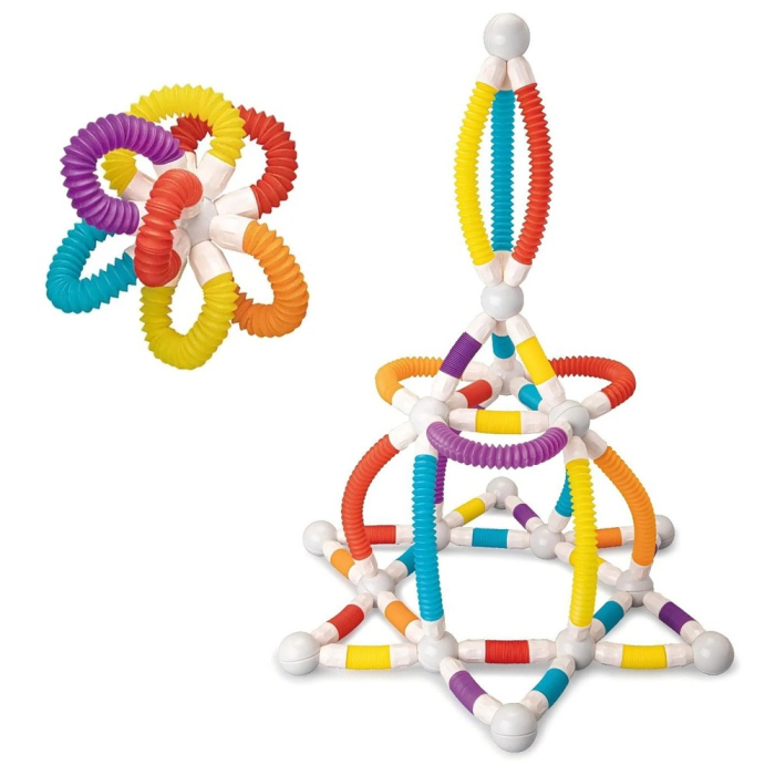 Set de constructie magnetic flexibil cu tuburi si bile, 66 piese, multicolor [1]