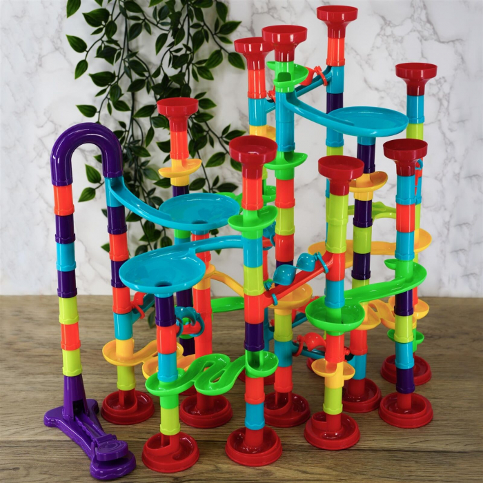 Set de constructie Marble Run cu bile din sticla, 197 piese, multicolor [4]