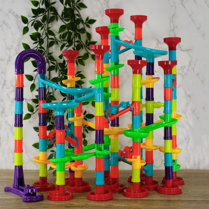 Set de constructie Marble Run cu bile din sticla, 197 piese, multicolor [3]