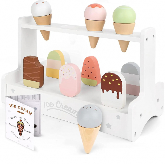 Set de joaca Standul de inghetata din lemn, 15 piese, multicolor [2]
